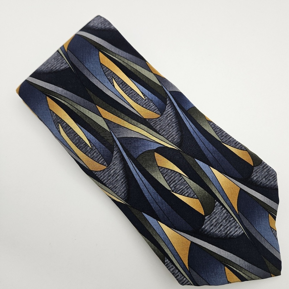 Cocktail Collection Tie Necktie‎ 100% Silk Blue Abstract Made in the USA
